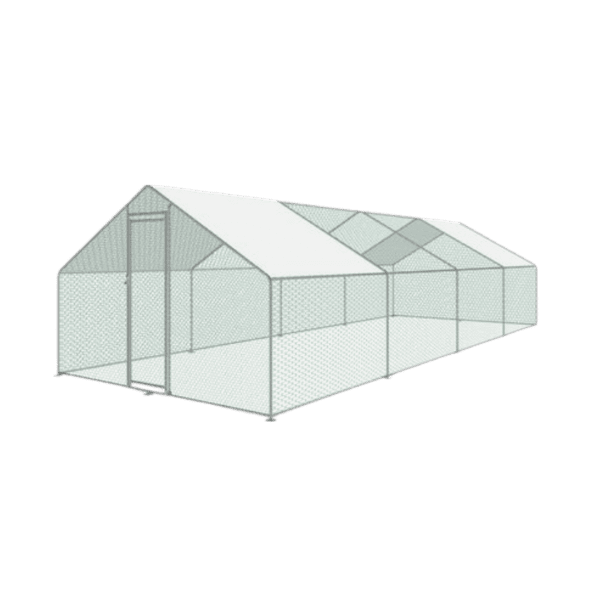Tyúkól baromfihoz, volier, ketrec, tetővel, 3x8x2 m
