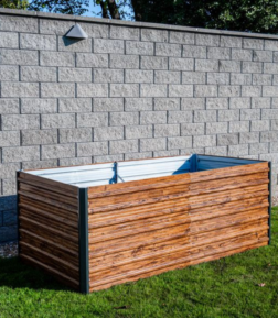 Magaságyás Strend Pro Garden, 200x100x77cm, 3D fa design, fém, magasított