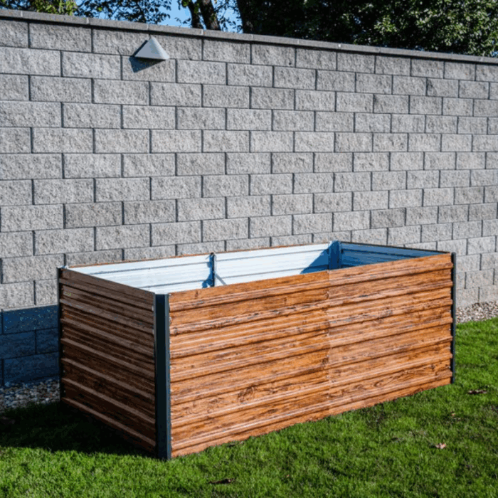 Magaságyás Strend Pro Garden, 200x100x77cm, 3D fa design, fém, magasított