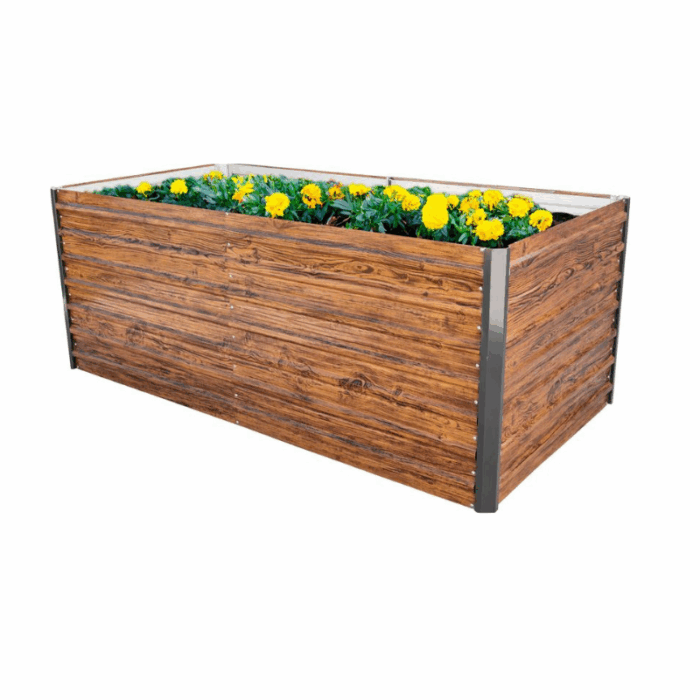 Magaságyás Strend Pro Garden, 200x100x77cm, 3D fa design, fém, magasított