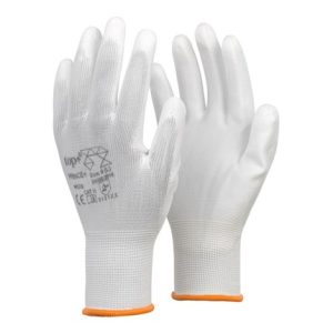 Kesztyű fehér nylon szerelő PU mártással 9-es TOP PRINCE