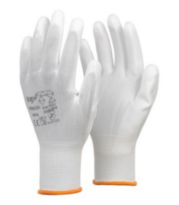 Kesztyű fehér nylon szerelő PU mártással 7-es TOP PRINCE