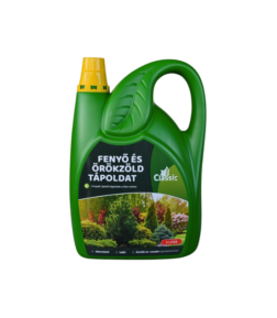 A Classic fenyő és örökzöld tápoldat speciálisan összeállított, többkomponensű folyékony tápanyag-utánpótló készítmény, amelyet tuják, fenyőfélék, borókák, ciprusok, díszfák és díszcserjék igényeihez fejlesztettek ki. Támogatja a növények egészséges növekedését. Fokozza a lombozat élénk színét és sűrűségét. Segíti a növényeket a környezeti stressz (pl. aszály, fagy) elleni védekezésben. Mire ajánljuk? Fenyőfélék, tuják, hamisciprusok, tiszafák, borókák, luc- és jegenyefenyők számára . Különösen hasznos a telepítést követő időszakban, valamint kora tavasztól késő őszig a vegetációs időszakban. Használat előnyei Serkenti a gyökérfejlődést és a hajtásképződést Erősíti a növény immunitását, fokozza az ellenálló-képességet Megelőzi a sárgulást, tápanyaghiányból fakadó gyengülést Használatával a növények hosszabb életűek és dekoratívabbak maradnak Kiszerelés: 3 literes flakon Adagolás: 30 ml (1 kupak) 4 l vízhez. A termékleírás tájékoztató jellegű. Kérjük, hogy olvassa el a termék csomagolásán található használati utasítást is!